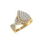 10K Yellow Gold Round Diamond Pear Shape Halo Designer Womens Ring SZ 7 1-3/8 Cttw