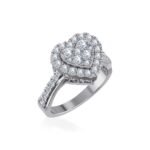 10K White Gold Round Diamond Heart Shape Halo Womens Ring SZ 7 1 Cttw