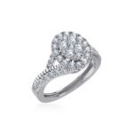 10K White Gold Round Diamond Halo Designer Womens Ring SZ 7 1-1/5 Cttw