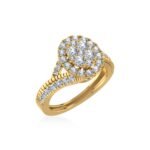 10K Yellow Gold Round Diamond Halo Designer Womens Ring SZ 7 1-1/5 Cttw