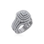 10K White Gold Round Diamond Square Shape Designer Womens Ring SZ 7 1-5/8 Cttw