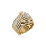 10K Yellow Gold Round Diamond Pear Shape Designer Womens Ring SZ 7 1-7/8 Cttw
