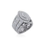 10K White Gold Round Baguette Diamond Marquise Shape Designer Womens Ring SZ 7 2 Cttw