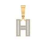 10K Yellow Gold Baguette Diamond Initial H Letter Pendant 1/2 Cttw