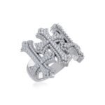 10K White Gold Three Cross Religious Mens Rings 1-3/8 Cttw