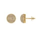 10K Yellow Gold Round Diamond Designer Mens Stud Earring 3/8 Cttw
