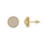 10K Yellow Gold Round Diamond Designer Mens Stud Earring 3/8 Cttw