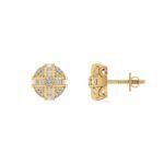 10K Yellow Gold Round Diamond Designer Mens Stud Earring 1/4 Cttw