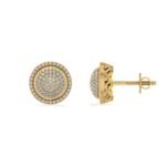 10K Yellow Gold Round Diamond Designer Halo Mens Stud Earring 1/4 Cttw