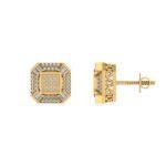 10K Yellow Gold Round Baguette Diamond Designer Mens Stud Earring 1/4 Cttw