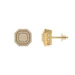 10K Yellow Gold Round Diamond Designer Halo Mens Stud Earring 1/5 Cttw