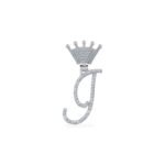 10K White Gold Round Diamond Crown I Letter Initial Pendant 1/6 Cttw