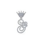 10K White Gold Round Diamond Crown S Letter Initial Pendant 1/4 Cttw