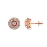 10K Rose Gold Round Diamond Designer Mens Stud Earring 1/5 Cttw