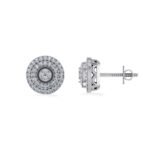 10K White Gold Round Diamond Designer Mens Stud Earring 1/5 Cttw