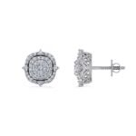 10K White Gold Round Diamond Designer Mens Stud Earring 1/4 Cttw