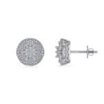 10K White Gold Round Diamond Flower Designer Mens Stud Earring 1/8 Cttw