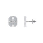 10K White Gold Round Baguette Diamond Designer Mens Stud Earring 1/3 Cttw