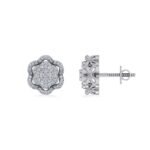 10K White Gold Round Diamond Floral Designer Mens Stud Earring 1/5 Cttw