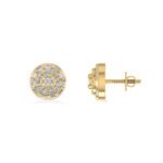 10K Yellow Gold Round Baguette Diamond Designer Earring 3/8 Cttw
