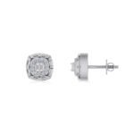 10K White Gold Round Baguette Diamond Square Designer Earring 1/4 Cttw