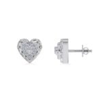 10K White Gold Round Baguette Diamond Heart Designer Earring 1/4 Cttw