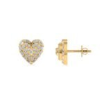 10K Yellow Gold Round Baguette Diamond Heart Designer Earring 3/8 Cttw