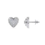 10K White Gold Round Baguette Diamond Heart Designer Earring 3/8 Cttw