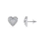 10K White Gold Round Baguette Diamond Heart Designer Earring 5/8 Cttw