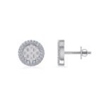 10K White Gold Round Baguette Diamond Halo Designer Earring 3/8 Cttw