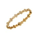 10K Yellow Gold Round Baguette Diamond Cross Religious 8 Inch Bracelet 2-1/2 Cttw