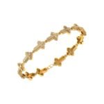 10K Yellow Gold Round Baguette Diamond Cross Religious 8 Inch Bracelet 2 Cttw
