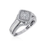 10K White Gold Round Baguette Diamond Square Head Sz 7 Designer Ladies Ring 3/4 Cttw