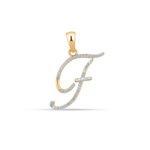 10K Yellow Gold Round Diamond F Letter Initial Pendant 1/10 Cttw