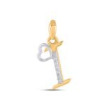 10K Yellow Gold Round Diamond I Letter Initial With Heart Pendant 1/10 Cttw