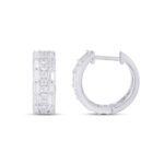 10K White Gold Round Baguette Diamond Designer Hoop Earring 5/8 Cttw