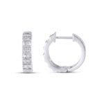 10K White Gold Round Taper Diamond Designer Hoop Earring 1/3 Cttw