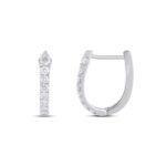 10K White Gold Round Diamond Designer Hoop Earring 1/2 Cttw