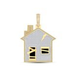 10K Yellow Gold Round Diamond House Designer Pendant 1-3/4 Cttw