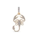 10K Yellow Gold Round Diamond Scorpion Animal Pendant 7/8 Cttw