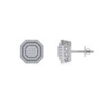 Sterling Silver Round Diamond Designer Mens Stud Earring 1/4 Cttw