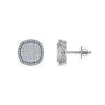 Sterling Silver Round Diamond Designer Mens Stud Earring 1/5 Cttw