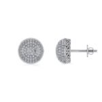 Sterling Silver Round Diamond Designer Mens Stud Earring 3/8 Cttw