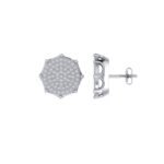 Sterling Silver Round Diamond Designer Stud Earring 1/4 Cttw