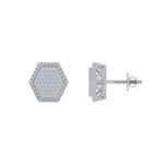 Sterling Silver Round Diamond Designer Mens Stud Earring 1/4 Cttw