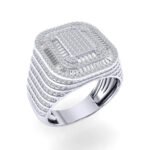 Sterling Silver Round Baguette Diamond Designer SZ 10 Mens Ring 1/1-2 Cttw