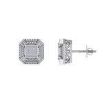 Sterling Silver Round Baguette Diamond Mens Designer Stud Earring 1/3 Cttw