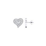 Sterling Silver Round Baguette Diamond Heart Stud Earring 1/2 Cttw