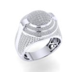 S.Silver Round Diamond Double Halo Designer SZ 10 Mens Ring 1-1/4 Cttw