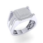 Sterling Silver Round Diamond Square Designer SZ 10 Mens Ring 3/4 Cttw